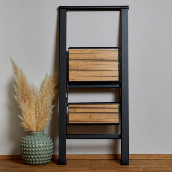 Alu-Design Klapptrittleiter 2-stufig Schwarz WENKO