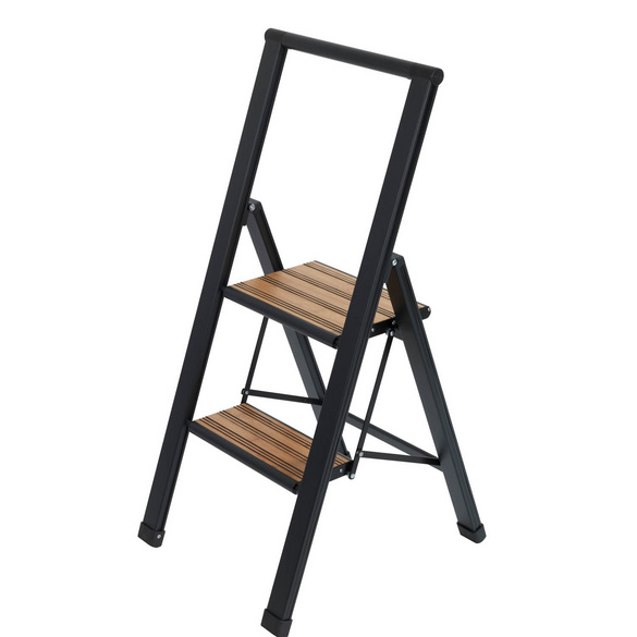 Alu-Design Klapptrittleiter 2-stufig Schwarz WENKO