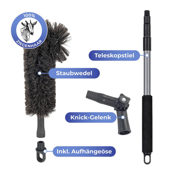 Ziegenhaar-Staubbesen mit Teleskopstiel MAXIMEX