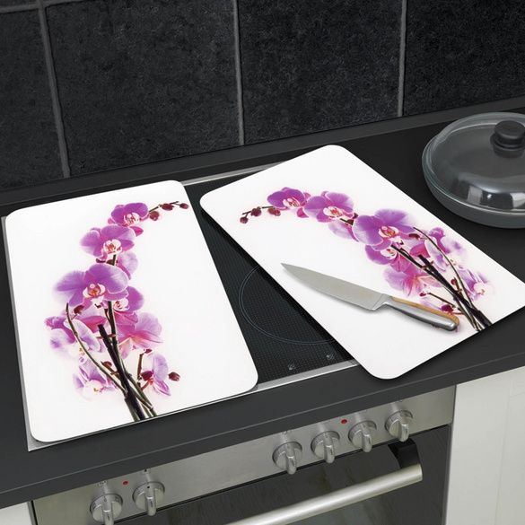 Herdabdeckplatten 2er Set Orchideenblüte WENKO