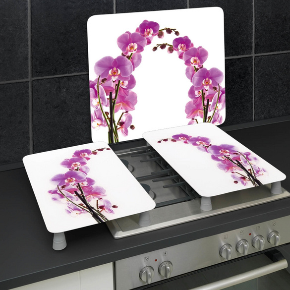Herdabdeckplatten 2er Set Orchideenblüte WENKO