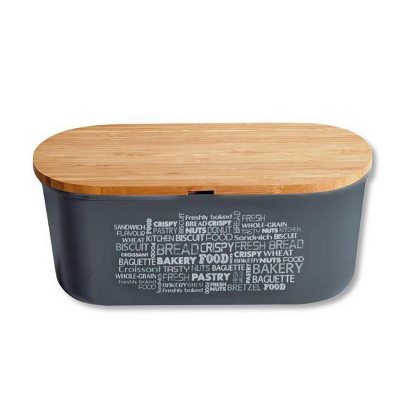 Brotbox mit Schneidebrett natur/grau KESPER
