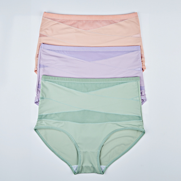 Bauchweg-Schlüpfer 3er-Set grün/hautfarben/lila