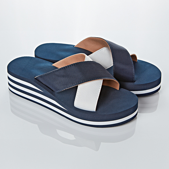 Pantolette marine/weiß