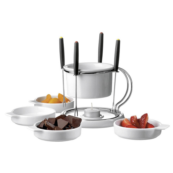 Schokoladenfondueset 11-teilig weiß MÄSER