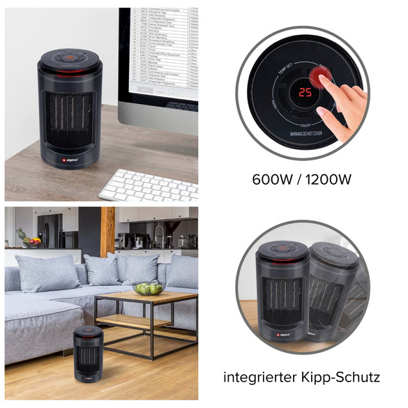 Tragbarer 2-in-1 Heizlüfter mit Thermostat & Schwenkfunktion