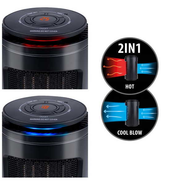Tragbarer 2-in-1 Heizlüfter mit Thermostat & Schwenkfunktion
