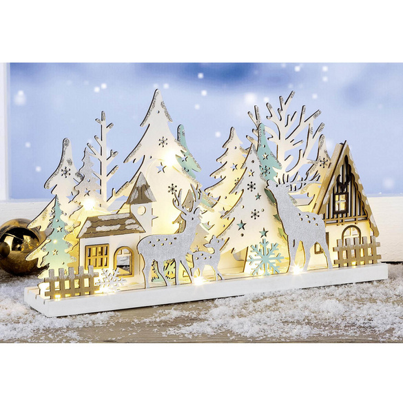 Holzsilhouette mit 10 LED HI
