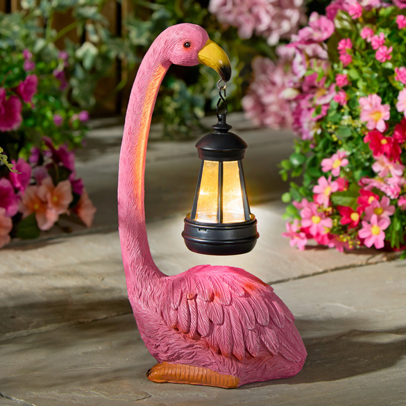 Flamingo mit Solar-Laterne