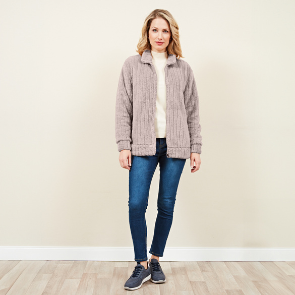 Flanell-Jacke taupe