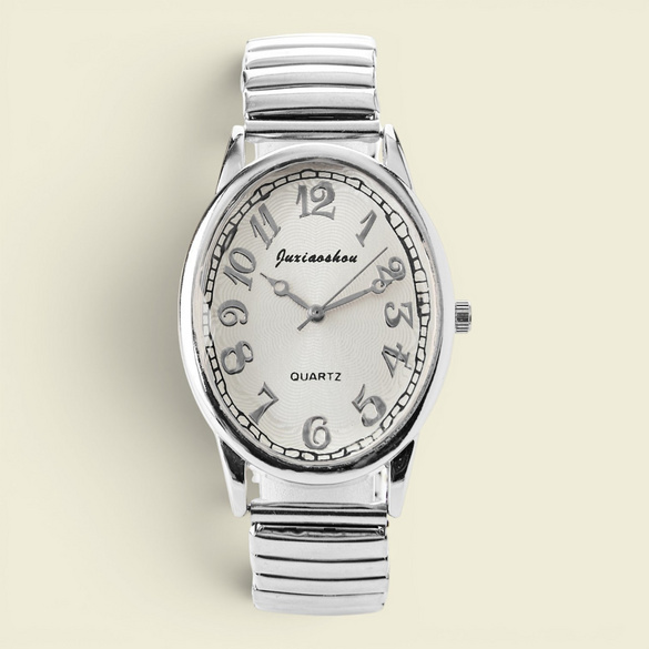 Stretch-Armbanduhr oval für Damen