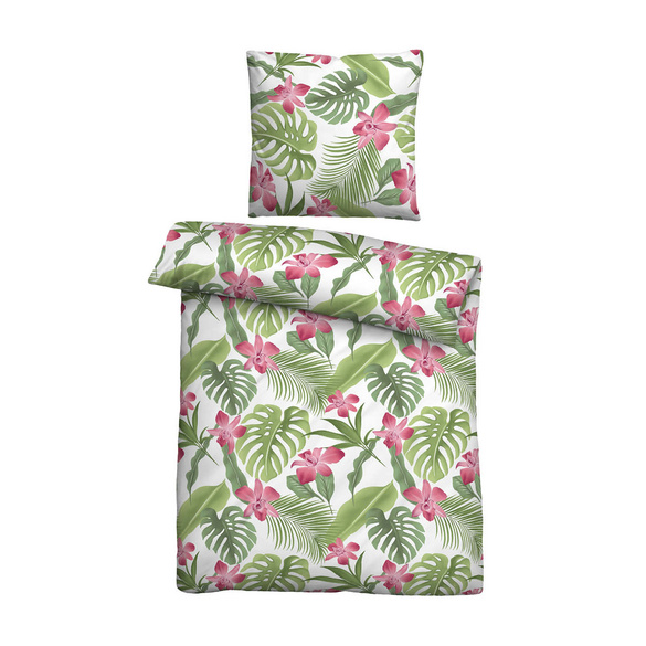 Mikrofaser Seersucker Bettwäsche Tropenblätter
