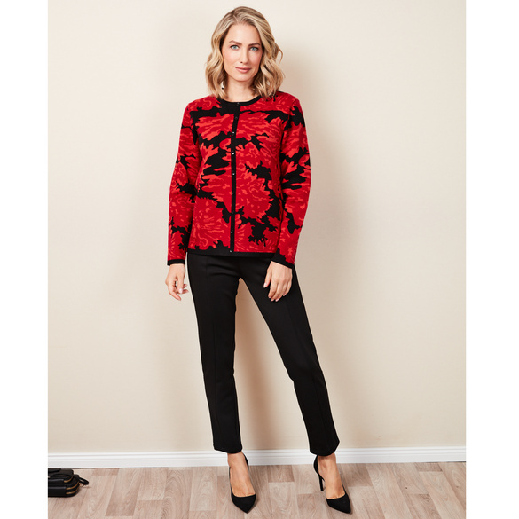 Jacquard-Pulli rot-schwarz