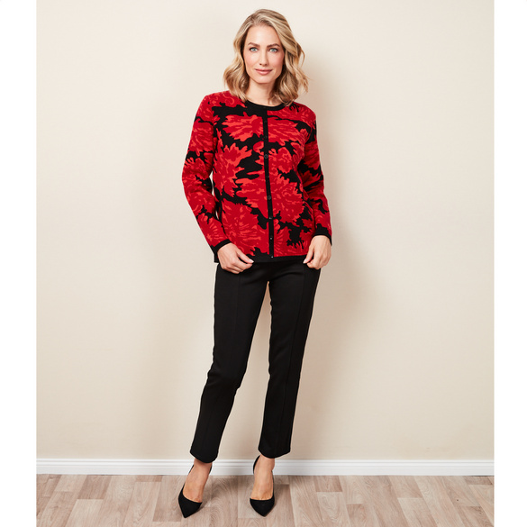 Jacquard-Pulli rot-schwarz
