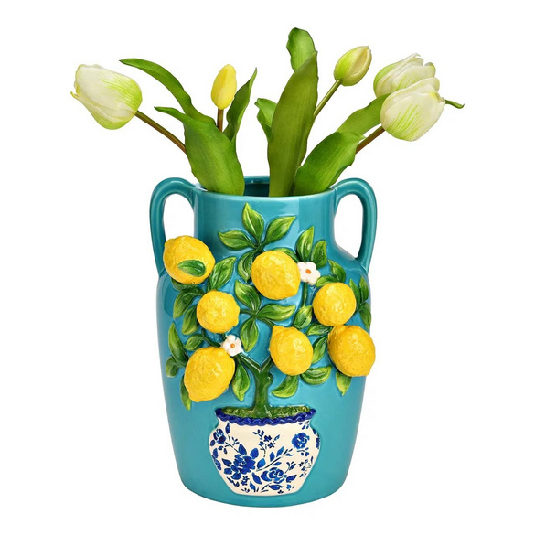 Vase mit 3D Zitronen aus Keramik