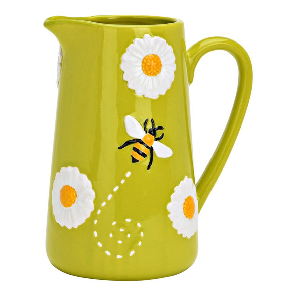 Vase "Blumen & Bienen" aus Steingut Grün