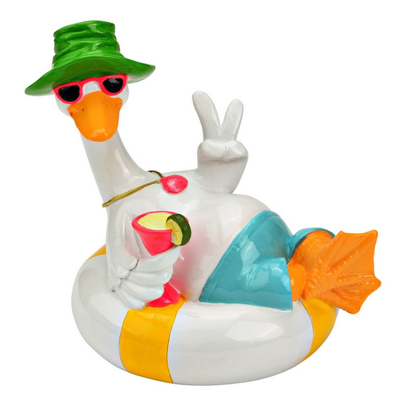 Dekofigur Ente im Schwimmring aus Magnesia