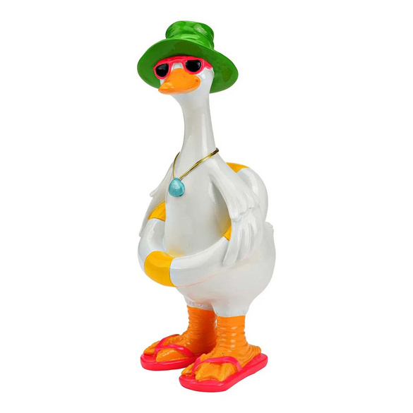 Dekofigur Ente mit Schwimmring aus Magnesia