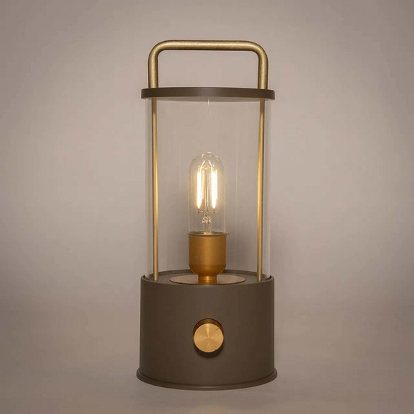 LED-Laterne Design A matt taupe