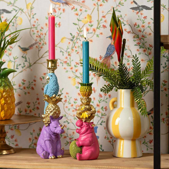Kerzenhalter Nashorn, Affe & Ananas Pyramide