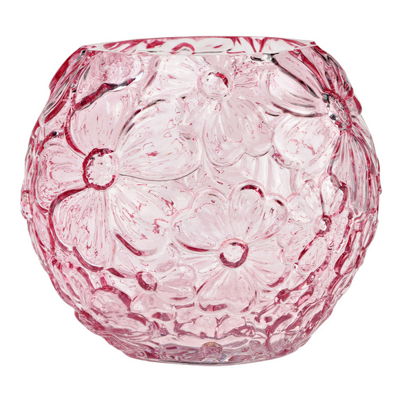 Vase mit Blumendekor rosa 16 cm Höhe