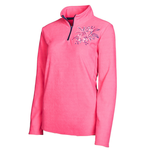 Fleece-Pulli mit Stickerei fuchsia