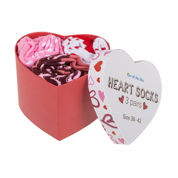 Damensocken 3er-Set "Herzen" in Geschenkbox