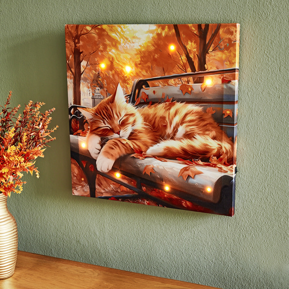 LED-Bild "Herbstkatze"