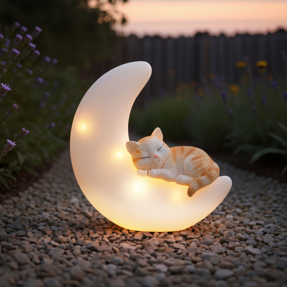Solardeko "Katze auf dem Mond"
