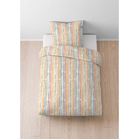 Castell Baumwoll Seersucker Bettwäsche Längsstreifen honig, 1x 155x220 cm + 1x 80x80 cm