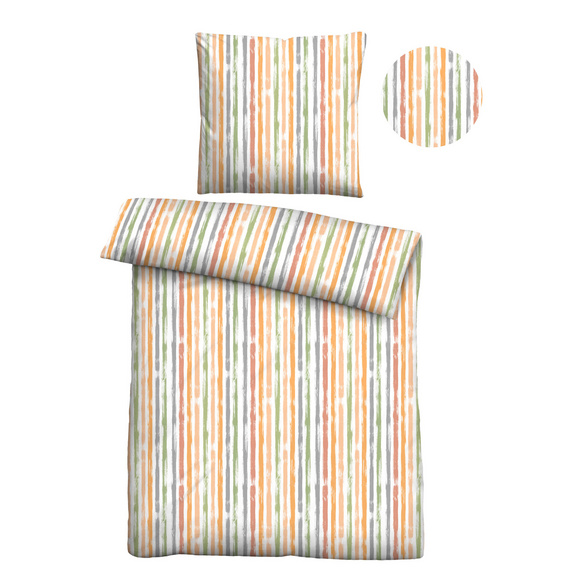 Castell Baumwoll Seersucker Bettwäsche Längsstreifen honig, 1x 155x220 cm + 1x 80x80 cm