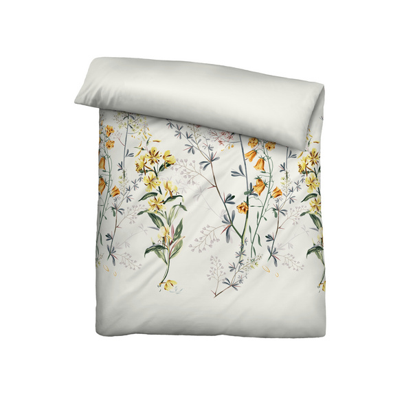 biberna Baumwoll-Satin Bettwäsche Blumen perlmutt, 1x 155x220 cm + 1x 80x80 cm