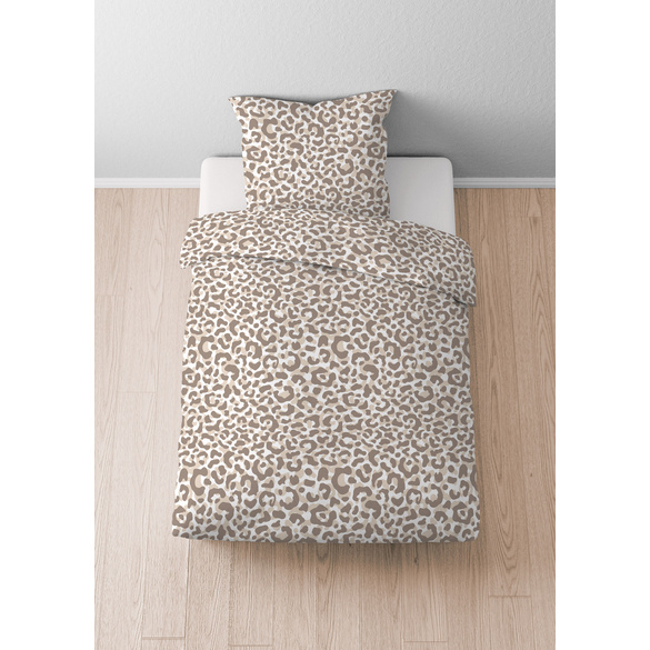 Castell Baumwoll Seersucker Bettwäsche Leo taupe, 1x 155x200 cm + 1x 80x80 cm