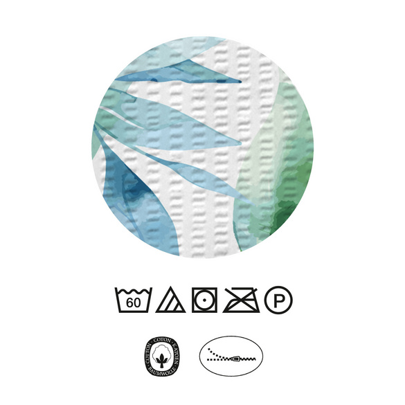 Castell Baumwoll Seersucker Bettwäsche Blätter bunt, 1x 155x200 cm + 1x 80x80 cm