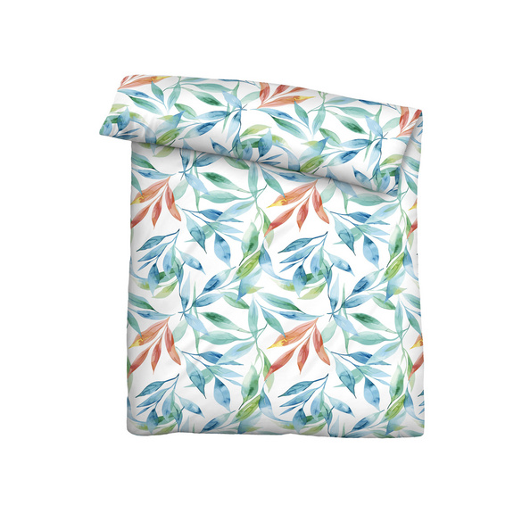Castell Baumwoll Seersucker Bettwäsche Blätter bunt, 1x 155x220 cm + 1x 80x80 cm