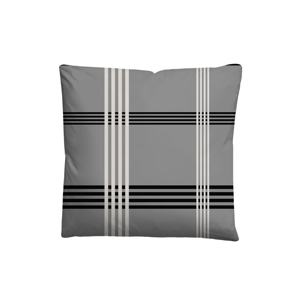 Castell Baumwoll Renforce Bettwäsche Karo-Streifen sturmgrau, 1x 155x220 cm + 1x 80x80 cm