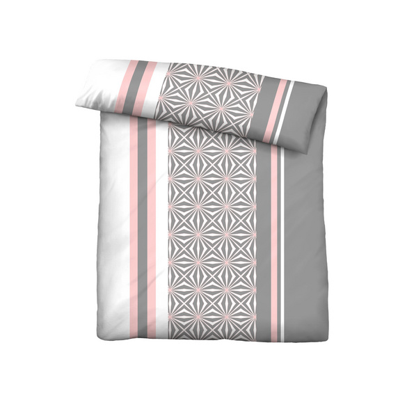 Castell Baumwoll Renforce Bettwäsche Streifen & Sterne  silber/grau, 1x 155x220 cm + 1x 80x80 cm
