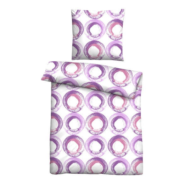 Castell Baumwoll Renforce Bettwäsche Kreise viola, 1x 135x200 cm + 1x 80x80 cm