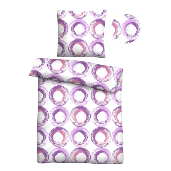 Castell Baumwoll Renforce Bettwäsche Kreise viola, 1x 135x200 cm + 1x 80x80 cm