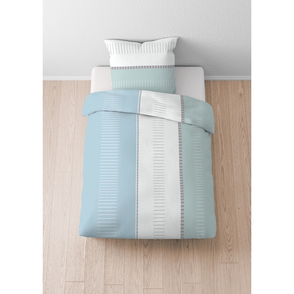 Castell Baumwoll Renforce Bettwäsche Striche ciel, 1x 135x200 cm + 1x 80x80 cm