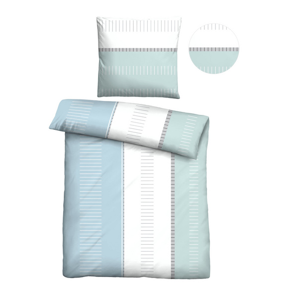 Castell Baumwoll Renforce Bettwäsche Striche ciel, 1x 155x220 cm + 1x 80x80 cm