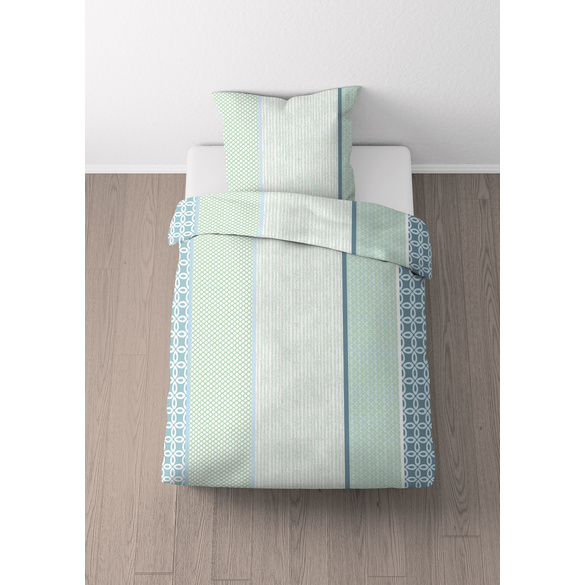 Castell Baumwoll Renforce Bettwäsche Längsmuster mint, 1x 135x200 cm + 1x 80x80 cm