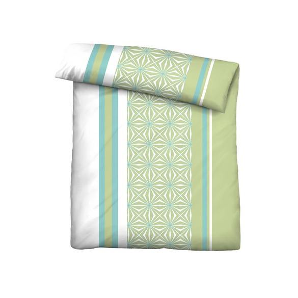 Castell Baumwoll Renforce Bettwäsche Längsmuster pistaziengrün, 1x 155x220 cm + 1x 80x80 cm