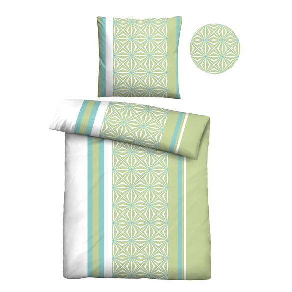 Castell Baumwoll Renforce Bettwäsche Längsmuster pistaziengrün, 1x 155x220 cm + 1x 80x80 cm