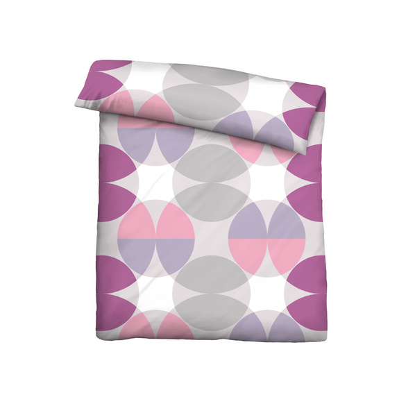 Castell Baumwoll Renforce Bettwäsche Kreisemix brombeer, 1x 155x220 cm + 1x 80x80 cm