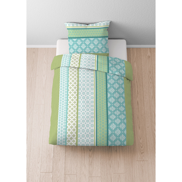 Castell Mikrofaser Seersucker Bettwäsche Längsmuster apfelgrün, 1x 135x200 cm + 1x 80x80 cm