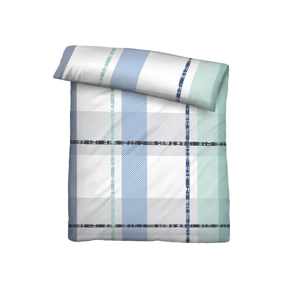 Castell Mikrofaser Seersucker Bettwäsche Karo eisblau, 1x 155x220 cm + 1x 80x80 cm