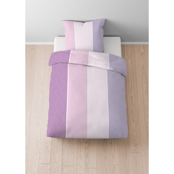 Castell Mikrofaser Seersucker Bettwäsche Längsbalken flieder, 1x 135x200 cm + 1x 80x80 cm