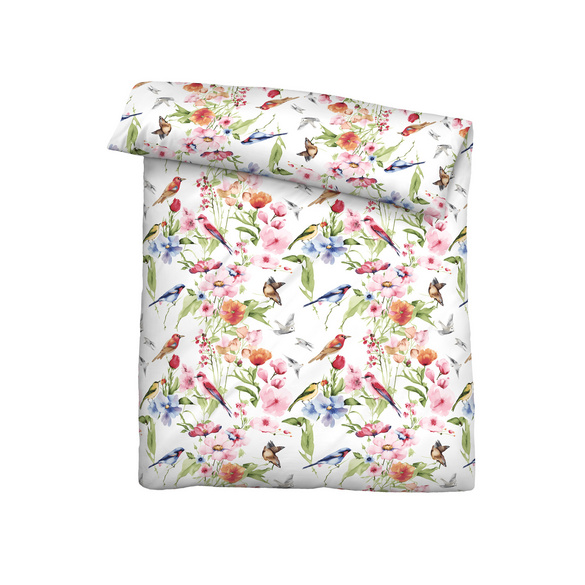 biberna Baumwoll-Satin Bettwäsche Birdie weiß, 1x 135x200 cm + 1x 80x80 cm
