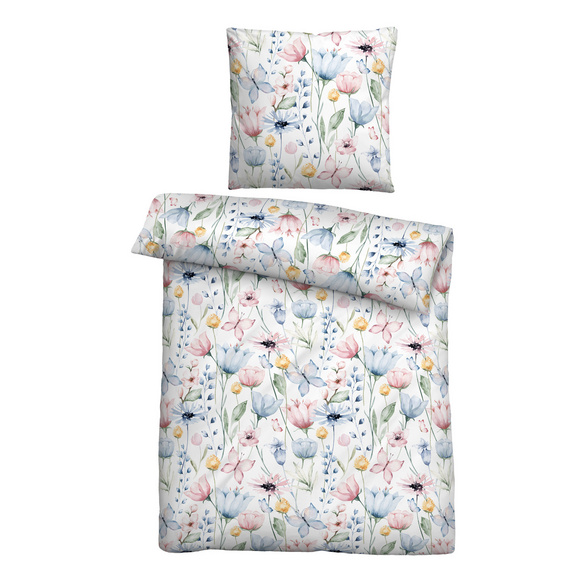 Castell Mikrofaser Seersucker Bettwäsche Blätter sturmgrau, 1x 135x200 cm + 1x 80x80 cm